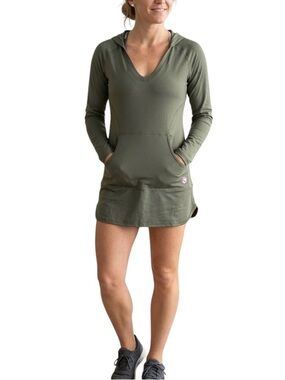 Wave Life Women’s UPF 50+ hooded swim cover-up dress  Green Hooded Tunic Dress M